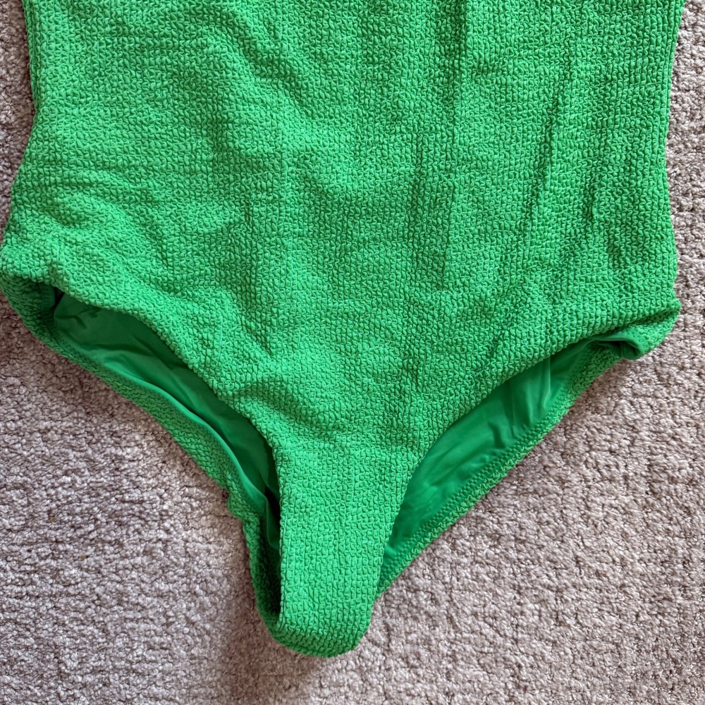 It's Now Cool Clover Green Crinkle Low Back One Piece Swimsuit Large Retro - Picture 5 of 10